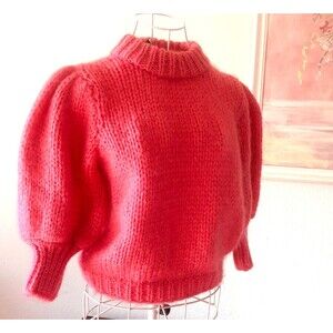 Ganni Julliard Mohair/Wool Hot Pink Knitted Sweater Made In Italy Size Med NWT